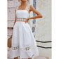 SHEIN Shein Womens Dress S / White SHEIN - Casual Ladies Comfort Dresses Eyelet Embroidery Zip Back