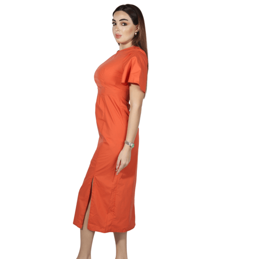 SHEIN Shein Womens Dress S / Orange SHEIN - Classic Splite Side Mid Dress
