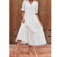 SHEIN Shein Womens Dress XL / White SHEIN - Embroidered Puff Sleeve Ruffle Hem Smock Dress