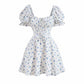 SHEIN Shein Womens Dress S / White SHEIN - Floral Print Sweetheart Neck Tie Waist Dress