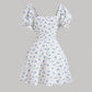 SHEIN Shein Womens Dress S / White SHEIN - Floral Print Sweetheart Neck Tie Waist Dress