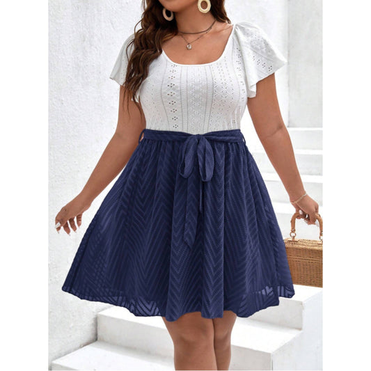 SHEIN Shein Womens Dress XXXL SHEIN - Frenchy Embroidered Belted Butterfly Sleeve  Dress