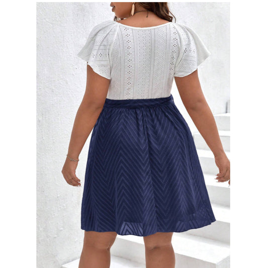 SHEIN Shein Womens Dress XXXL SHEIN - Frenchy Embroidered Belted Butterfly Sleeve  Dress