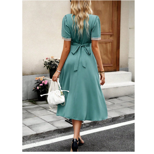SHEIN Shein Womens Dress S / Green SHEIN - Front Tie Midi Dress