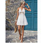 SHEIN Shein Womens Dress M / White SHEIN - knotted Back Open Dress with Embellished Lace Insert