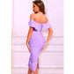 SHEIN Shein Womens Dress S / Purple SHEIN - Off shoulder bandage midi dress