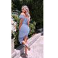 SHEIN Shein Womens Dress L / Blue SHEIN - Off Shoulder Lace midi dress