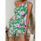 SHEIN Shein Womens Dress S / Multi-Color SHEIN - One Shoulder Floral Print Wrap Hem Dress