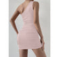 SHEIN Shein Womens Dress S / Pink SHEIN - One shoulder rushed side design short dress