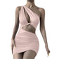 SHEIN Shein Womens Dress S / Pink SHEIN - One shoulder rushed side design short dress