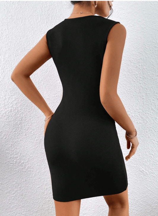 SHEIN Shein Womens Dress XS / Black SHEIN -  Pearls Beaded Sweetheart Neck Bodycon Dress