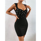 SHEIN Shein Womens Dress XS / Black SHEIN -  Pearls Beaded Sweetheart Neck Bodycon Dress