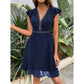 SHEIN Shein Womens Dress L / Navy SHEIN -  Plant Print Butterfly Sleeve Guipure Lace Insert Dress