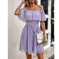 SHEIN Shein Womens Dress M / Purple SHEIN - Pleated ruffle short dress