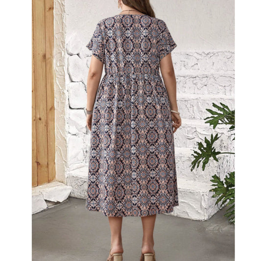 SHEIN Shein Womens Dress M / Multi-Color SHEIN - Printed oriental midi dress