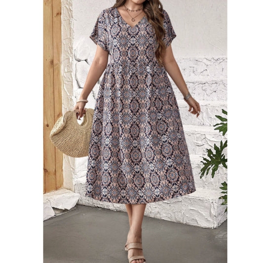 SHEIN Shein Womens Dress M / Multi-Color SHEIN - Printed oriental midi dress