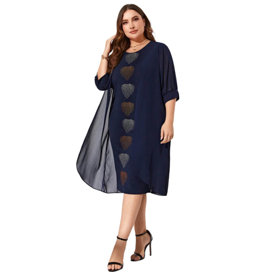 SHEIN Shein Womens Dress XL / Navy SHEIN - Puff Short Sleeves Short Dress