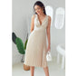 SHEIN Shein Womens Dress S / Beige SHEIN - Ruched Bust Pleated midi Dress