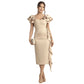 SHEIN Shein Womens Dress S / Light Beige SHEIN - Ruffle Sold Color Mid Dress