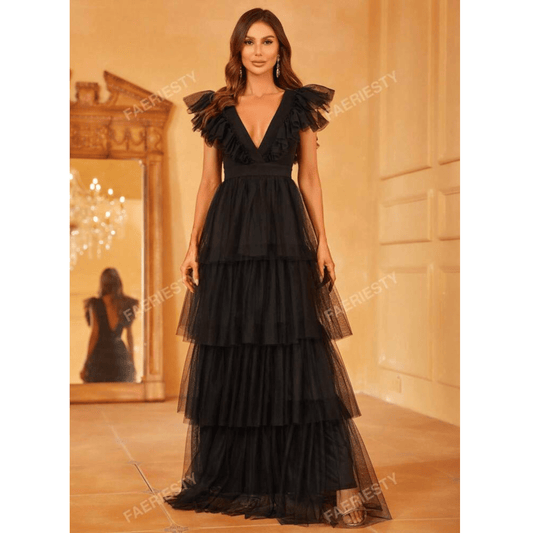 SHEIN Shein Womens Dress S / Black SHEIN - Ruffled  Sleevles Dress