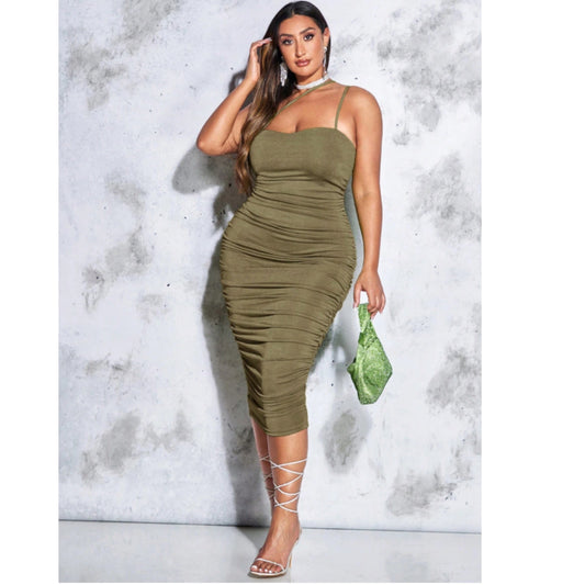 SHEIN Shein Womens Dress M / Green SHEIN - Rushed design elegant dress