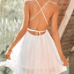 SHEIN Shein Womens Dress L / White SHEIN - Sexy Crisscross Tie Backless Schiffy Slip Dress
