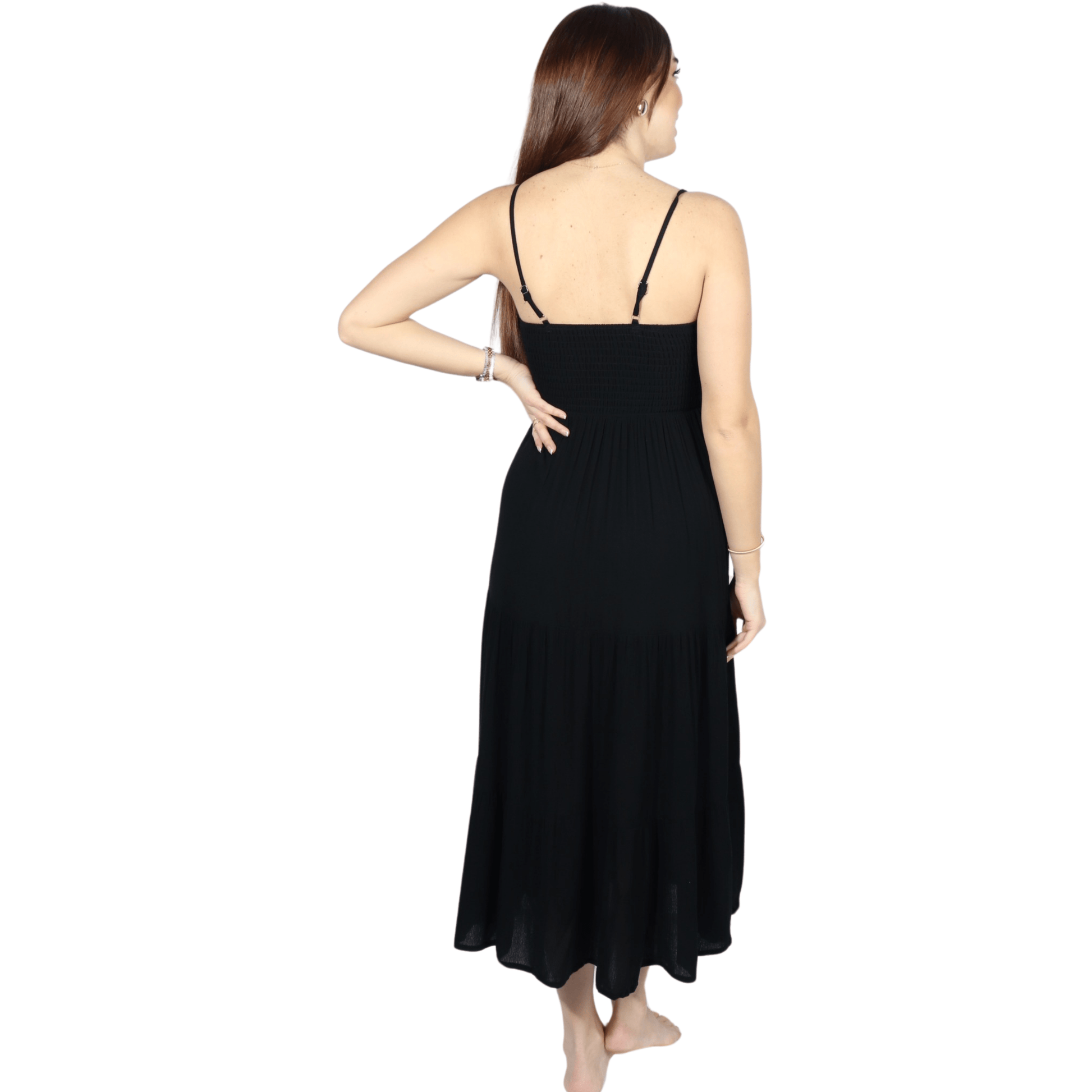 SHEIN Shein Womens Dress M / Black SHEIN - Simple solid rushed front midi dress