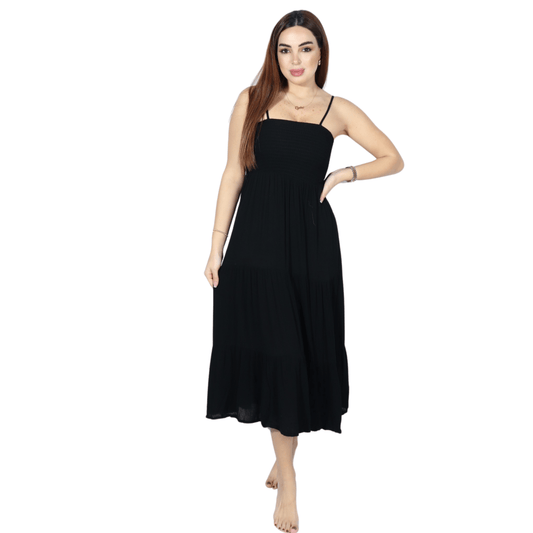 SHEIN Shein Womens Dress M / Black SHEIN - Simple solid rushed front midi dress