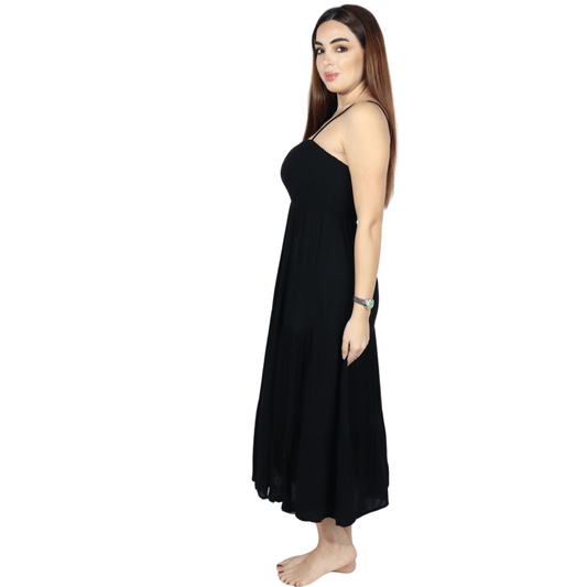 SHEIN Shein Womens Dress M / Black SHEIN - Simple solid rushed front midi dress