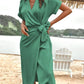 SHEIN Shein Womens Dress M / Green SHEIN -  Solid Batwing Sleeve Wrap Satin Dress