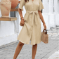 SHEIN Shein Womens Dress L / Beige SHEIN -  Solid Belted Shirt Dress