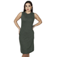 SHEIN Shein Womens Dress S / Dark green SHEIN - Solid crew neck side split midi dress