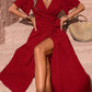 SHEIN Shein Womens Dress L / Red SHEIN - Solid Knot Side Wrap Dress