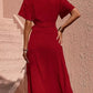 SHEIN Shein Womens Dress L / Red SHEIN - Solid Knot Side Wrap Dress