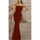 SHEIN Shein Womens Dress S / Burgundy SHEIN - Solid Ruched Bodycon Formal Gown