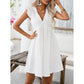 SHEIN Shein Womens Dress L / White SHEIN - Solid Ruffle Trim Smock Dress