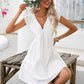SHEIN Shein Womens Dress L / White SHEIN - Solid Ruffle Trim Smock Dress