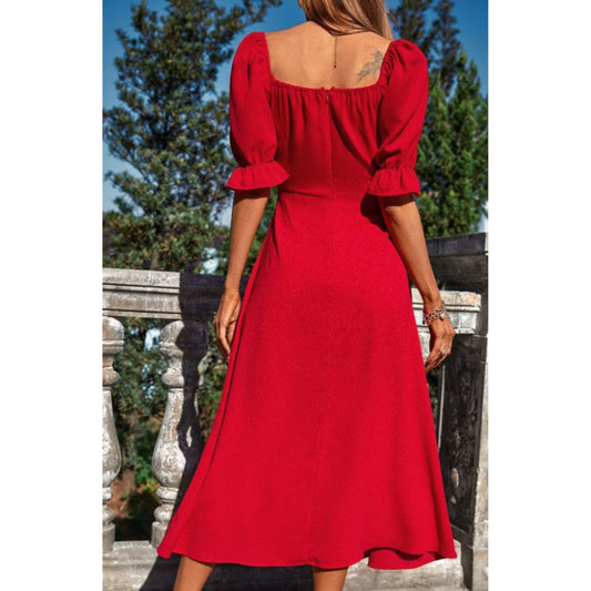 SHEIN Shein Womens Dress S / Red SHEIN - Solid side leg midi dress