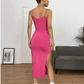 SHEIN Shein Womens Dress Petite XS / Pink SHEIN - Solid Split Thigh Cami Dress