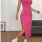SHEIN Shein Womens Dress Petite XS / Pink SHEIN - Solid Split Thigh Cami Dress