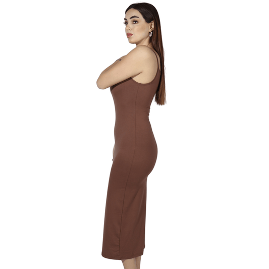 SHEIN Shein Womens Dress S / Brown SHEIN - Solid square neck long dress