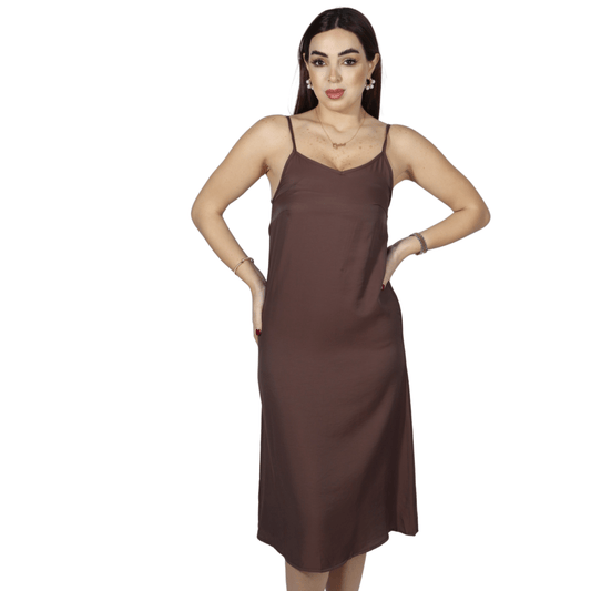 SHEIN Shein Womens Dress S / Brown SHEIN - Solid thin straps midi dress
