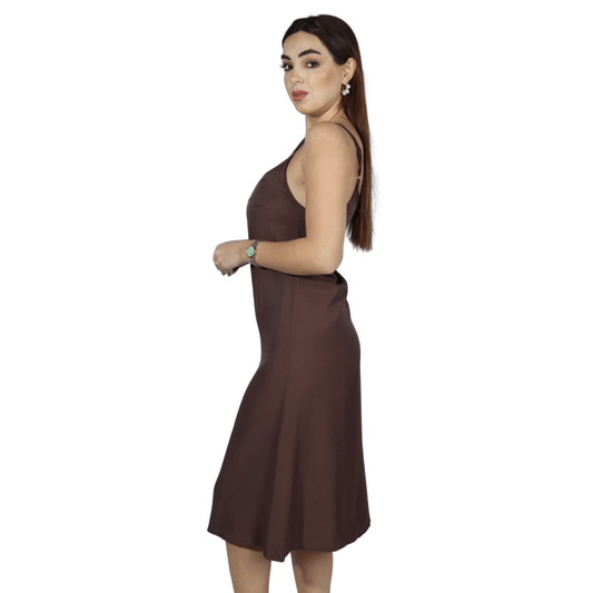 SHEIN Shein Womens Dress S / Brown SHEIN - Solid thin straps midi dress