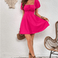 SHEIN Shein Womens Dress L / Pink SHEIN - Square Neck Knot Front Puff Sleeve Dress