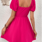 SHEIN Shein Womens Dress L / Pink SHEIN - Square Neck Knot Front Puff Sleeve Dress