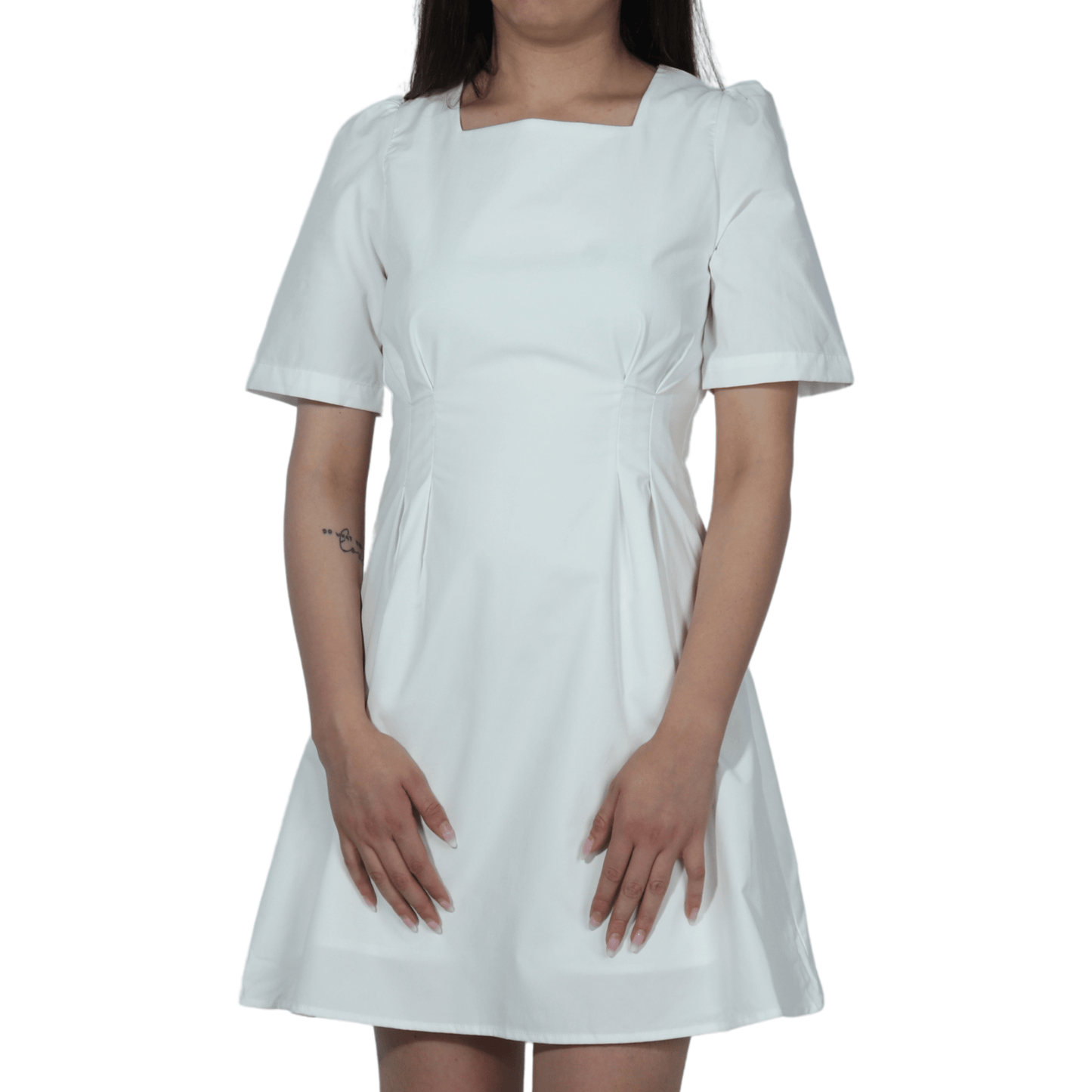 SHEIN Shein Womens Dress S / White SHEIN - Square Neck Short Dress