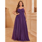 SHEIN Shein Womens Dress M / Purple SHEIN - Talla grande Vestido de dama de honor de tirantes fruncido brillante