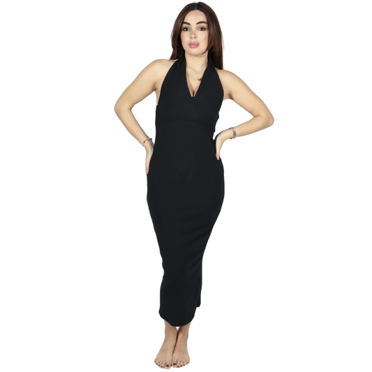 SHEIN Shein Womens Dress M / Black SHEIN - Texture Open Back Mid Dress
