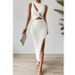 SHEIN Shein Womens Dress M / White SHEIN - Texture Splite Side Mid Dress