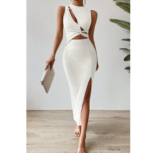 SHEIN Shein Womens Dress M / White SHEIN - Texture Splite Side Mid Dress